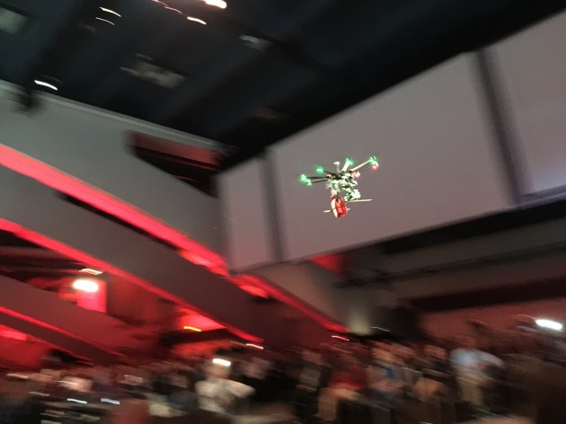 A drone delivers an order of Coca-Cola Parker Harris, triggered using a new Lightning app that was just built live on stage at Dreamforce 14. #df14